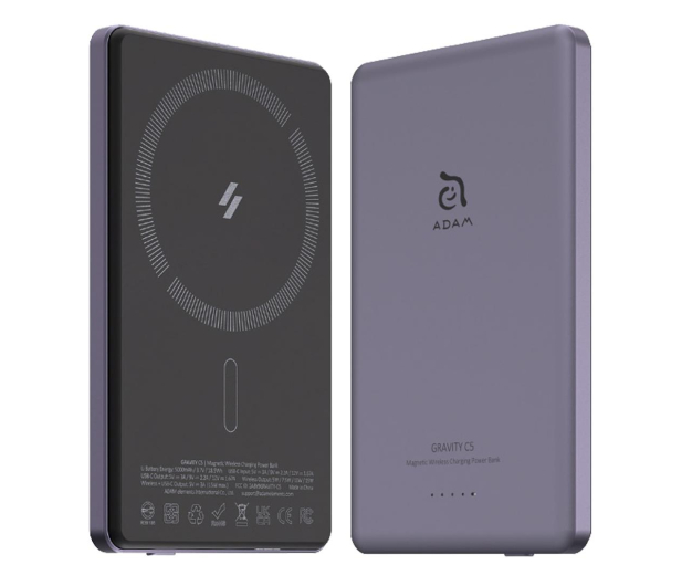 Adam Elements Gravity C5 Magnetic Wireless (Ultra Slim) 5000mAh fioletowy - 1238455 - zdjęcie 3